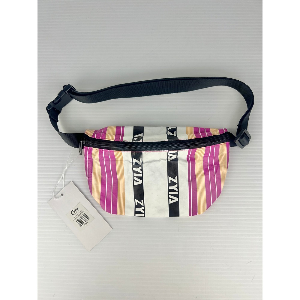 Zyia Active Striped‎ About Town Crossbody Bag Pink Yellow White 2775 NWT